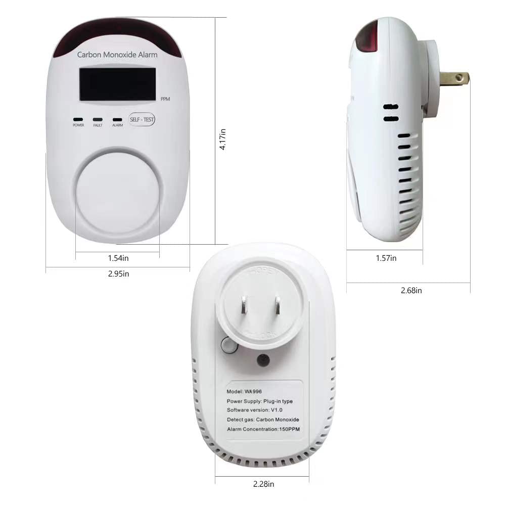 KH Alert Plug-in Type Carbon Monoxide Alarm, CO Detector Monitor with ...