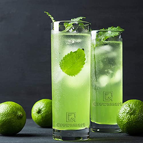 Crownmart Highball Glasses Set of 2 Tall Drinking Glasses 350ML Cocktail Glass Set Lead-Free Crystal Glassware. Bourbon or Whiskey Glass Cup, Bar, Iced Tea, Water, Mojito and Tom Collins Glasses (2)