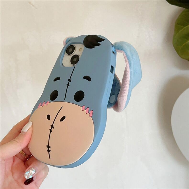 Image of Meyaar Orry Style Cute Case for Apple iPhone 14 / iPhone 13 / iPhone 15 Case, Soft Silicone Cover for Apple iPhone 13 / iPhone 14, iPhone 15 Case Cover (Donkey, for I Phone 13 & 14)