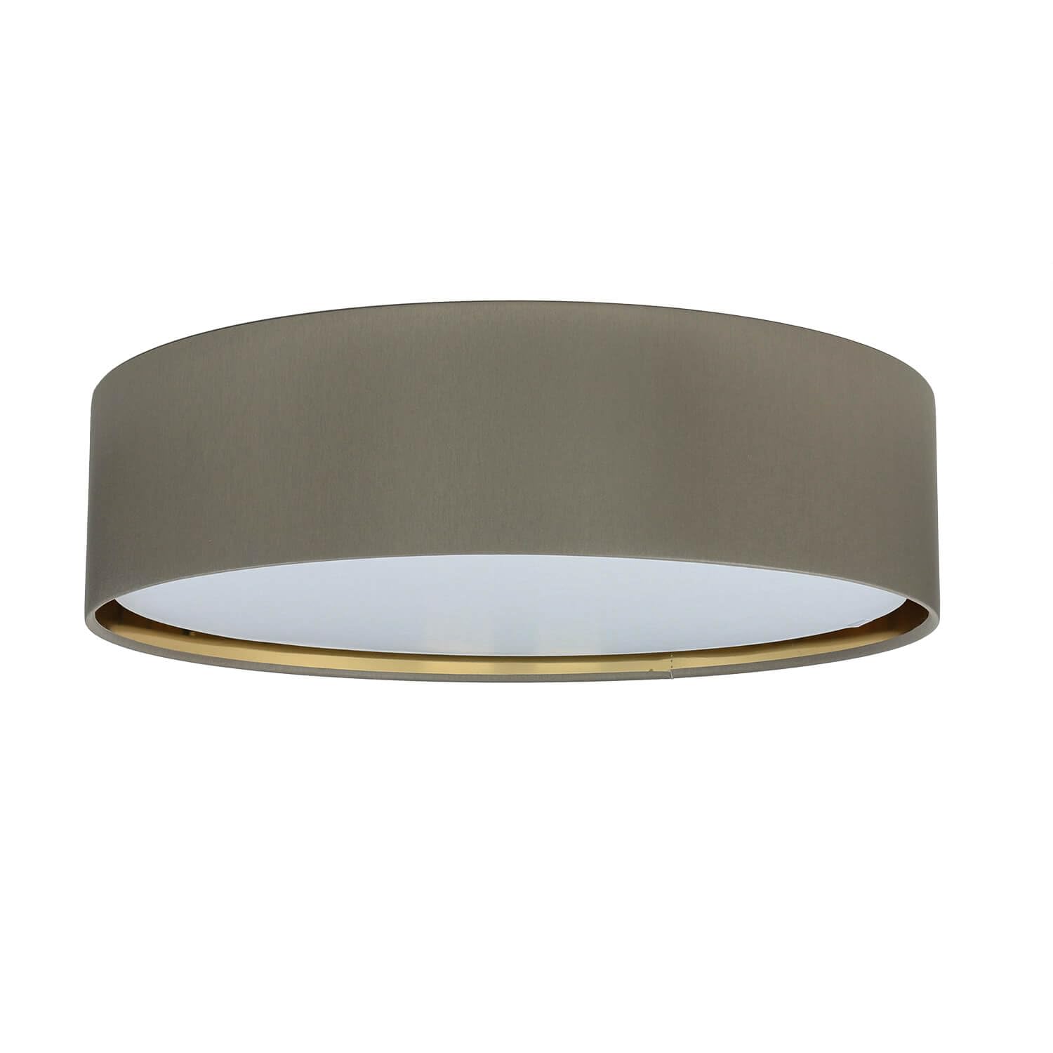 Licht-Erlebnisse Deckenlampe flach Ø 60 cm blendarm in Beige Gold Stoffschirm für 4x E27 Deckenleuchte Schlafzimmer Wohnzimmer