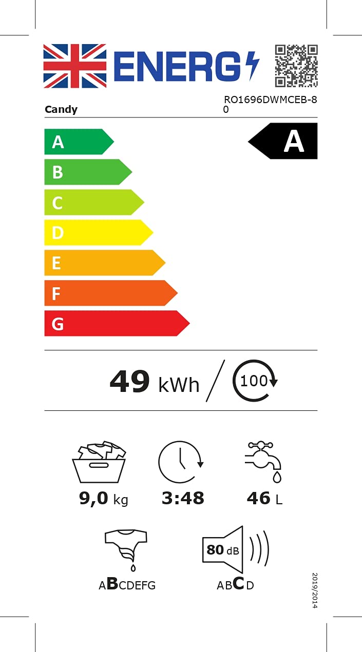 Candy Rapido RO14116DWMCE Free Standing Washing Machine, WiFi Connected