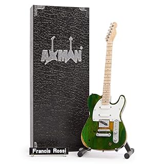 Francis Rossi (Status Quo) Réplique de guitare miniature verte vieillie – Cadeaux musicaux – Ornement fait à la main… - Les Beatles, Paul McCartney, John Lennon, RIngo Starr, George Harrison