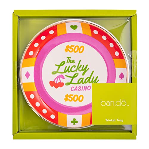 Ban.do Novelty Trinket Tray, Ceramic Jewelry Dish, Small Decorative Tray For Keys Or Decor, Cute Casino Chip Catchall Tray, Lucky Lady #TOP2