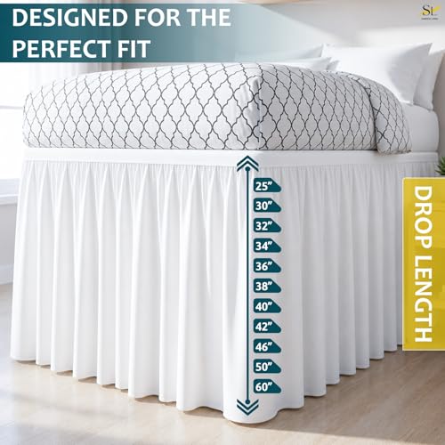Shreem Linen Dorm Bed Skirt Twin XL 34 Inch Drop, 100% Microfiber Extra Long College Dorm Room Bedskirts Dust Ruffle with Split Corners, White by Shreem Linen - Used condition - Image 2