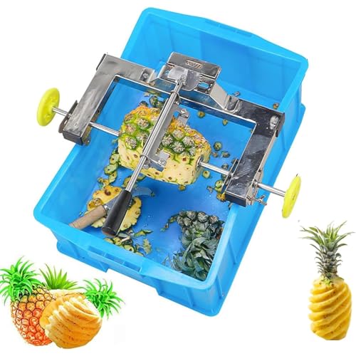 Pelador de piña con espacio ajustable, doble polo retráctil y cambio de órbita equidistante para un pelado rápido y completo en casa, restaurante y bar