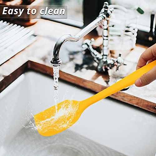 Mjiya Silicone Spatula, 480°F Heat Resistant Non Stick Rubber Kitchen Spatulas For Cooking, Baking, And Mixing, Versatile Tools With Strong Stainless Steel Core (L, Yellow) #TOP4