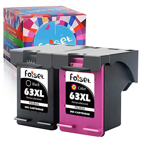 Foiset Remanufactured for HP 63 63XL Inkjet 63 XL for HP OfficeJet 3830 4650 4655 4658 5255 5200 5258 Envy 4520 4510 4516 4512 DeskJet 3630 3632 1112 3634 2130 Printer (1 Black,1 Color)