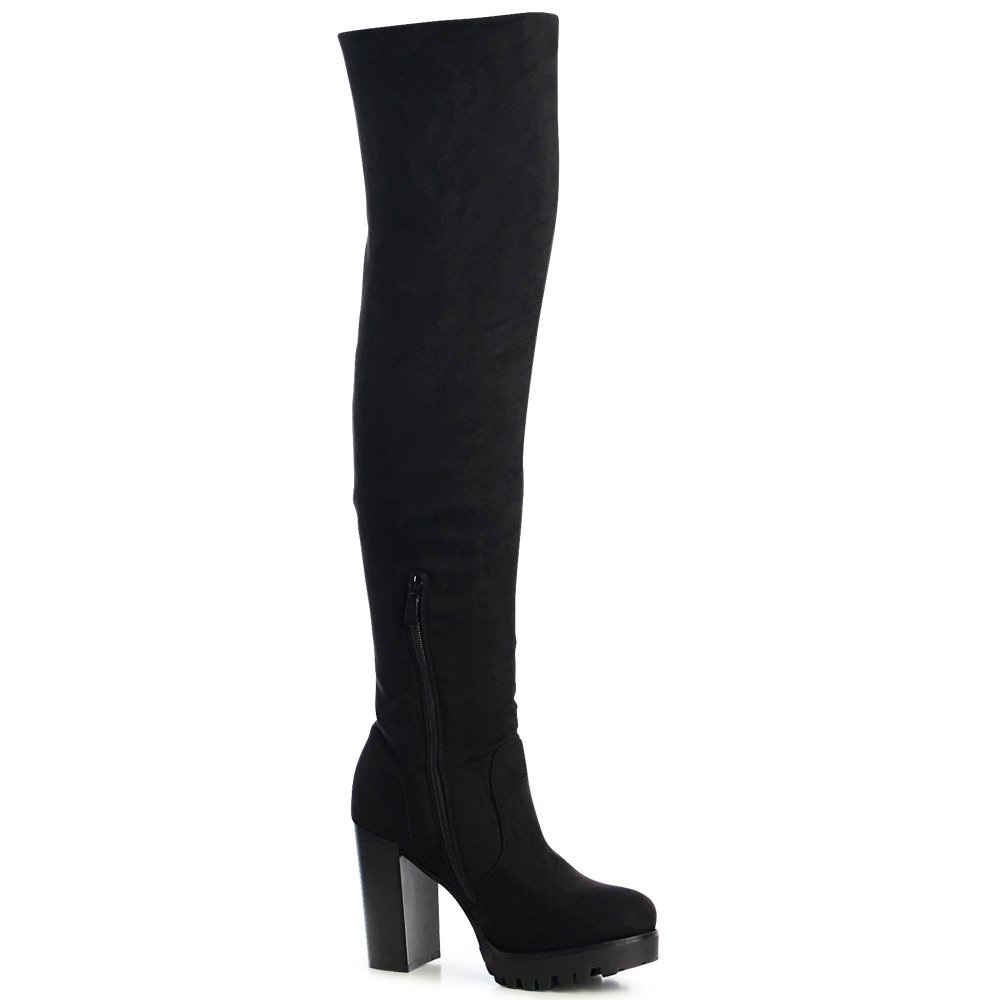 890 Damen Plateau Overknee Stiefel
