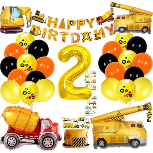 Image of Construction Birthday Party Supplies,Party Decorations Kits Construction Birthday Party Supplies Foil Balloons for Construction Theme Party