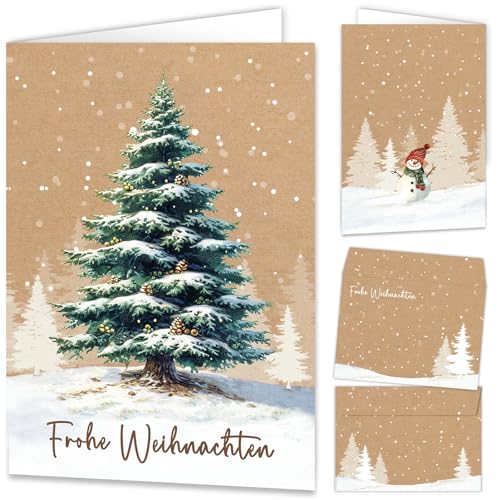 Weihnachtskarten mit Umschlag 15er Set, Hochwertig klappkarten, Schöne Weihnachtskarte Weihnachtspostkarten Christmas Cards mit...