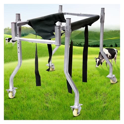 Carro para pantorrillas Soporte de bipedestación para terneros de granja, Ajustable Becerro discapacitado Soporte de bipedestación asistido para clínicas, Portátil 4 ruedas Bastidor para silla de rued