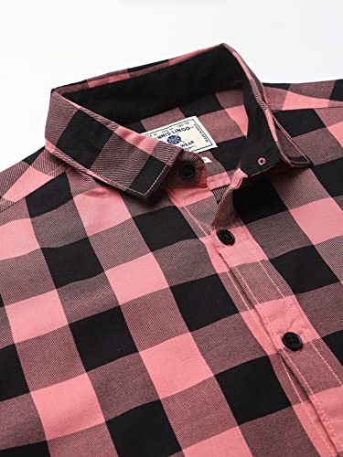 Image of Dennis Lingo Men's Cotton Box Checkered Slim Fit Casual Shirt with Chest Pocket, Full Sleeve Shirt for Formal & Casual Wear