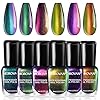 Morovan Fingernail Nail Polish Set: Holographic Metallic Ombre Lacquer Air Dry Nail Polish Regular Nail Pack 0.27oz Glitter Finger Nail Bulk Toenail Polish Kit Halloween Fall Gift for Women