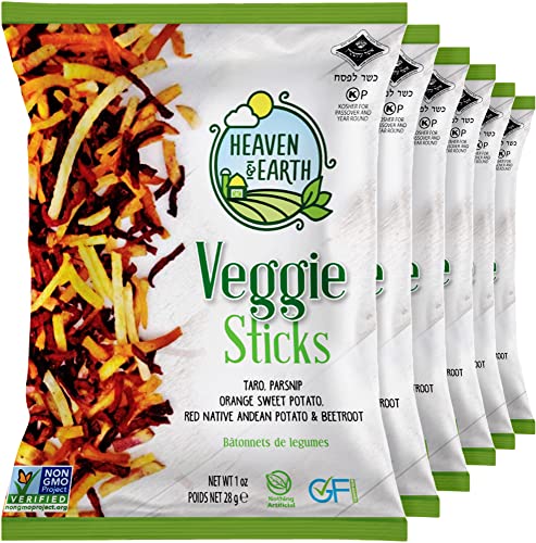 Heaven & Earth Root Veggie Sticks, 1Oz (6 Pack) | Thin Stix | Perfect Snack & Salad Topper | Gluten Free | All Natural | Non Gmo | Certified Kosher #TOP23