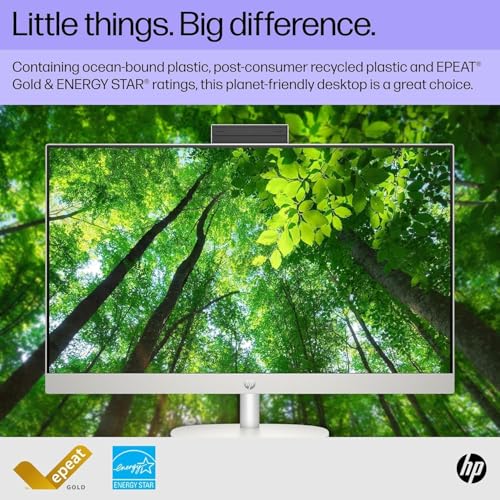 Image of HP All-in-One Touchscreen Desktop Computer - 27 inch FHD IPS LED Touch Display, Intel 12-Core Ultra 7-155U, 64 GB DDR5 RAM, 1 TB SSD, Windows 11 Pro, Adjustable Height, WiFi 6, Shell White