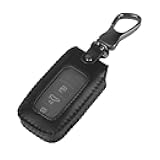 zipelo Car Key Fob Case, Leather Vehicle Remote Keyfob Protection Cover with Metal Hook, Automotive Smart Keychain Pouch Bag Holder Accessories, Universal for SUV, Sedan, Truck