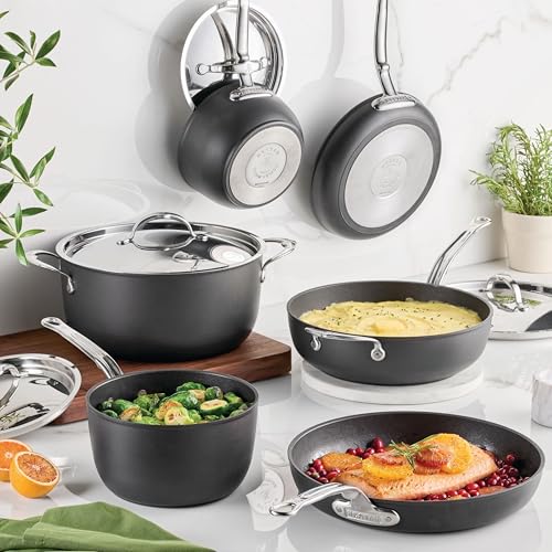 Image of Hestan TITUM Fusion 10-Piece Nonstick Cookware Set, Double Impact Stainless Steel Base & Aluminum Body, Induction Compatible, Made without PFOAs