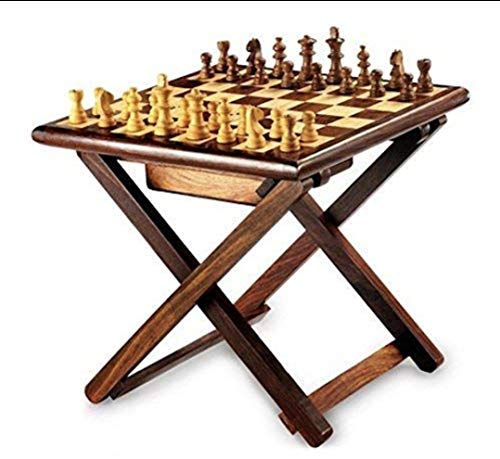 Jeu d'échecs en bois pliable de 30,5 cm avec boîte de rangement intégrée