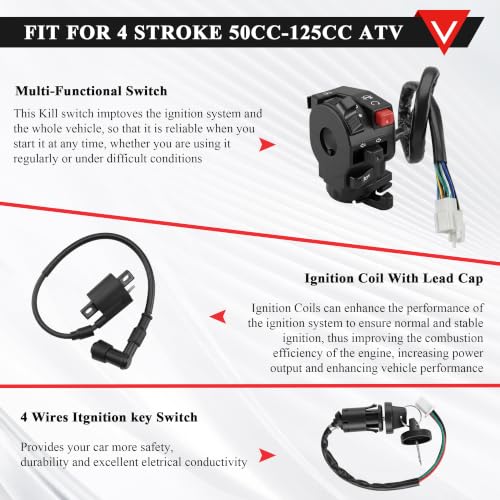 Image of PRO BAT ATV Quad Complete Electrics AC Wire Harness Kit with CG-8 Stator | 6-Pin AC CDI Multi-Functional ATV Switch Ignition Coil Solenoid Relay Spark Plug for 150cc 200cc 250cc 300cc Zongshen Lifan