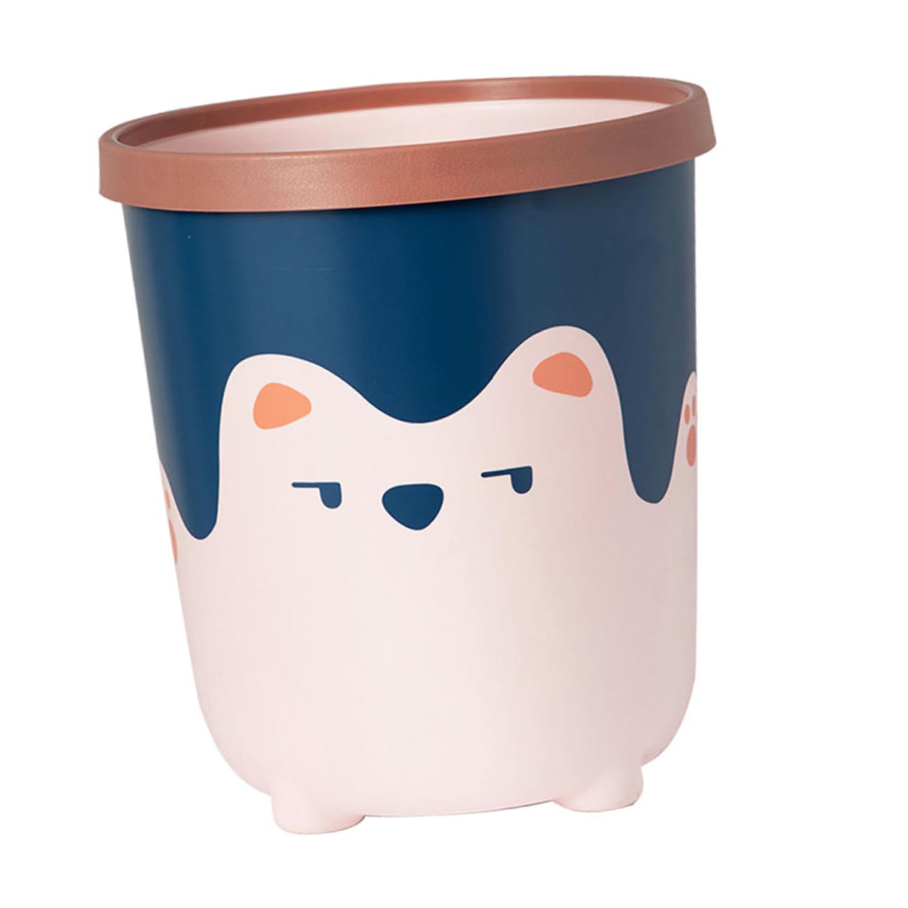 Cabilock Cute Cartoon Trash Can Plastic Waste Bin for Bedroom and Bathroom and Easy to Maintain Wastebasket for Cleanliness Creative Bear Design