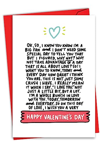 NobleWorks - Tarjeta divertida para el día de San Valentín - Humor travieso para adultos, tarjeta de notas de amor de San Valentín con sobre (1 tarjeta) - Big Fan C8869VDG