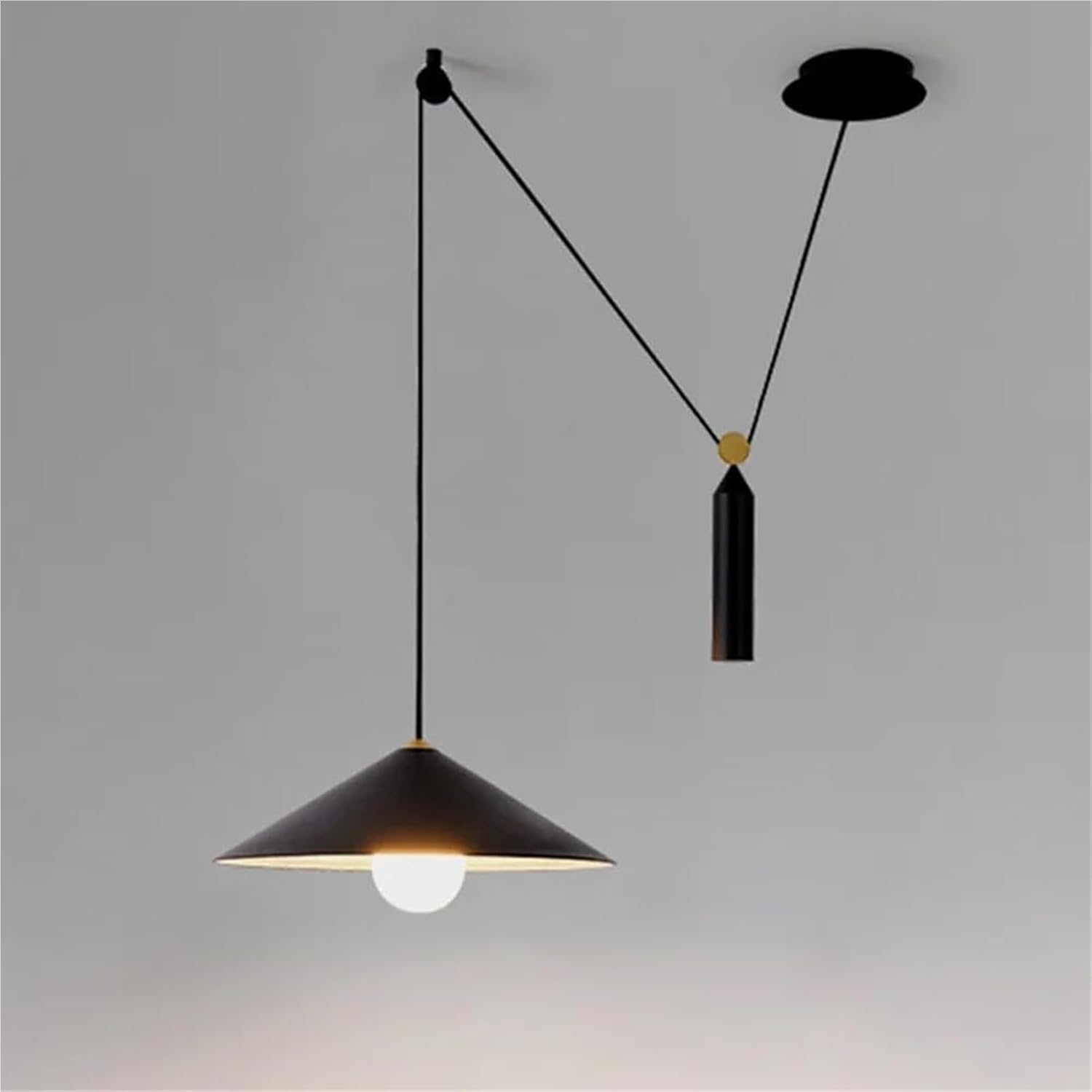 PAYAER Nordic Industrial Pendant Light, Retro Pulley Chandelier, Adjustable Lifting Ceiling Fixture for Living Room, Dining Room, Kitchen Island, Restaurant, and Bar