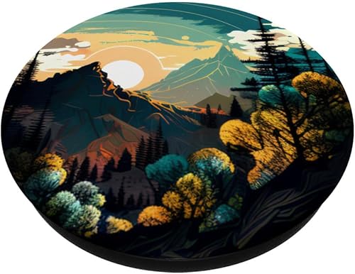 Miniatura 2 de Boho Landscape Chic Mountain Nature Outdoor Pine Tree Art PopSockets intercambiables PopGrip