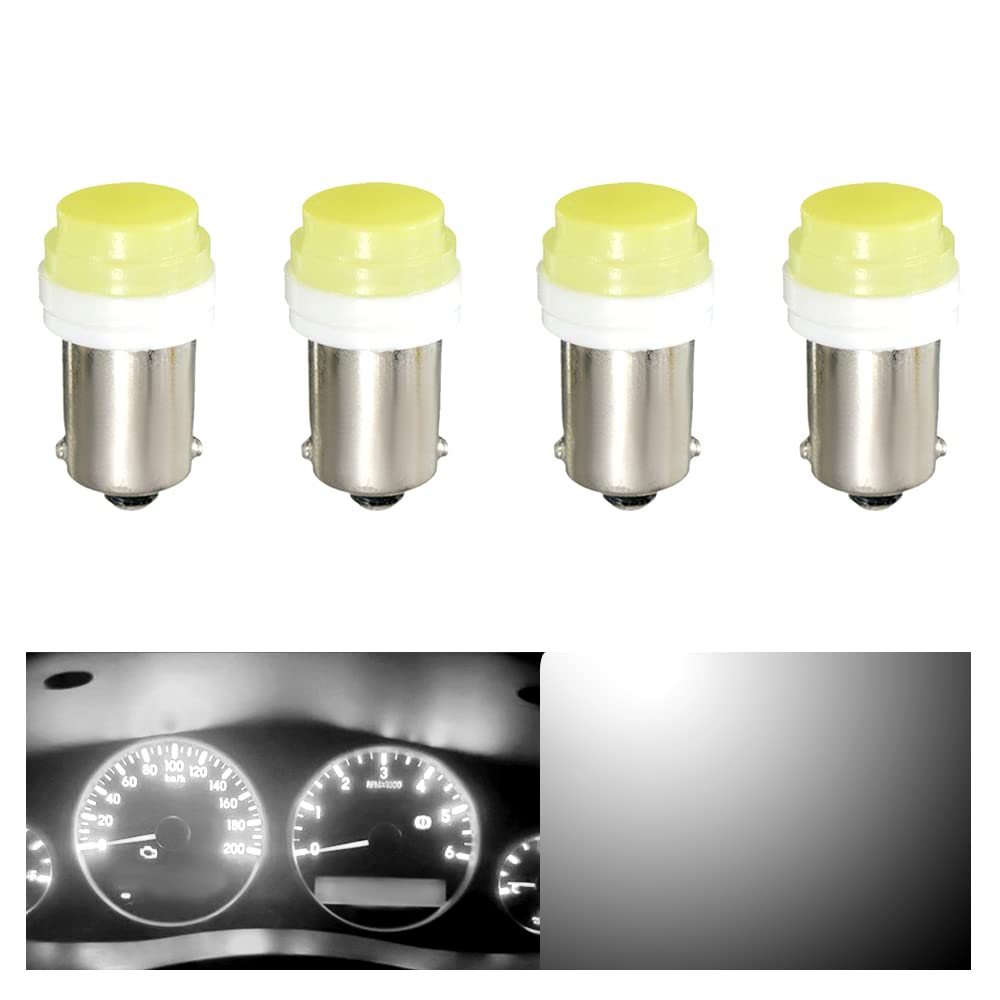 OtpOutopa Guage Cluster Speedometer Light Bulbs BA9S W5W 64111 T11 T4W 1145 17053 Bulbs White COB 1SMD Led Dashboard Dash Cluster Speedmeter Instrument Panel LED Light Bulbs DC 12V (4PCS)