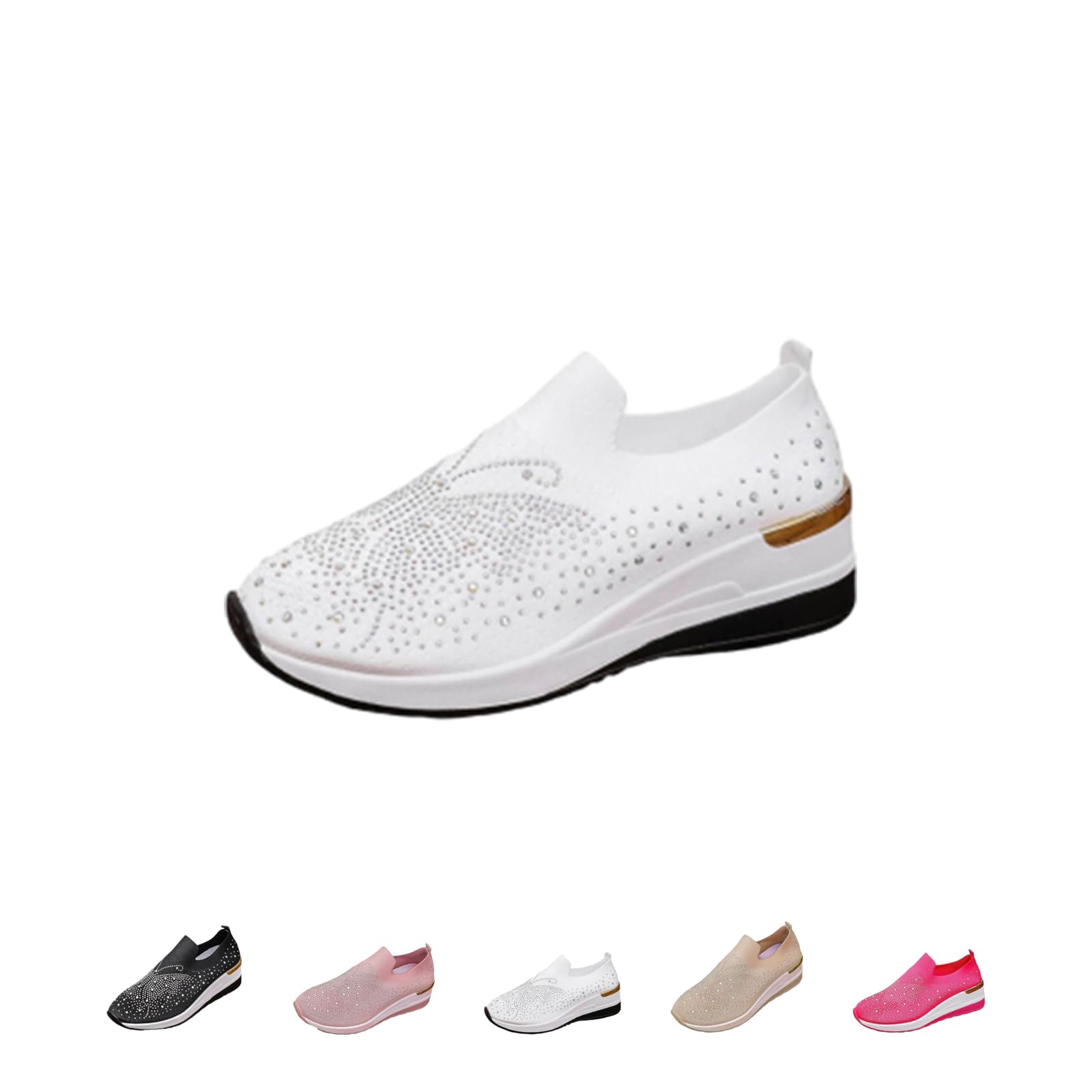Scarpe da ginnastica da donna con zeppa e strass
