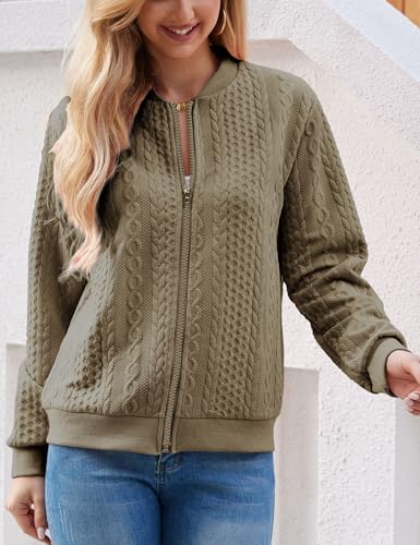 Image of WROLEM Zip Up Sweatshirts for Women Casual Outfits Cardigan Outerwear Trendy Winter Jackets Coat