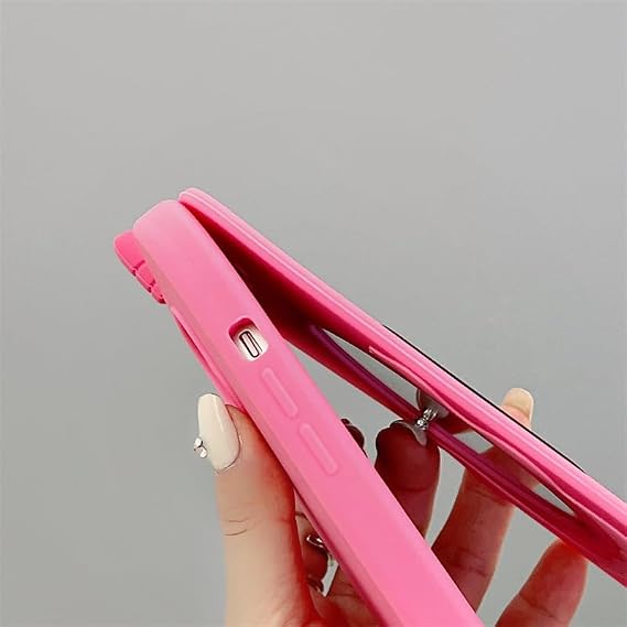 15 Pro Max Case 15ProMax Case Silicone Phone Case with Mirror Pro Cover Silicone Phone Cover Cute Flip Phone Shape Retro Flip Smartphone Case Case Bumper Case FT Rubber for Women Pink,iPhone