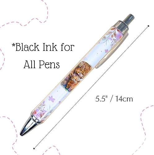 Miniatura 2 de YJ PREMIUMS Juego de 6 bolígrafos de vaca de las tierras altas, bolígrafos con estampado de vaca, suministros lindos kawaii, artículos de accesorios