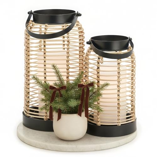 Natural Rattan Boho Lanterns - Handcrafted Chic Decor to Enhance