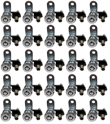 Admiral Locks Tubular Cam Lock, Keyed Alike Removable Key (1-1/8 Inch 90°, Chrome Pack of. 25)