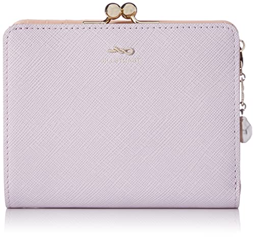 JILL STUART JSLW3AS1 Folding Wallet Gloria Cowhide Saffiano Leather Glitter Bifold Slim Wallet With Clasp Thin Compact Simple With Original Charm Womens Stylish Adult Cute lavender
