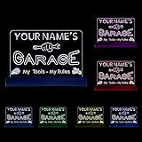 The Geeky Days My Tools My Rule Garage Custom Text LED Lamp Personalized Logo Car Shop Multi Color Lighting Display Sign with Remote Controller Man Cave Business Decor Motor Bike Drivers Gift(Black)
