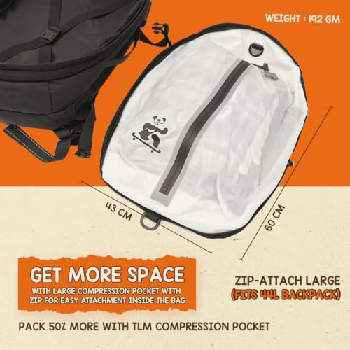 Image of Travel Likes Me Storage Vacuum Bags - Travel Essentials,Clothes Packing,Large Ziplock Bag with Vacuum,AirZip Lock Compression,Backpack Clothing,Space Suction (White, Black, 27L without pump)