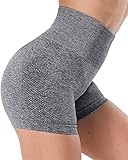 NORMOV Seamless Workout Shorts Women,High Waist Spandex Gym Shorts,Tummy Control Yoga Shorts(A,Gray,L)