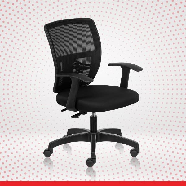 Image of Juno - Mid Back Chair with Fabric Seat with Arms - Black