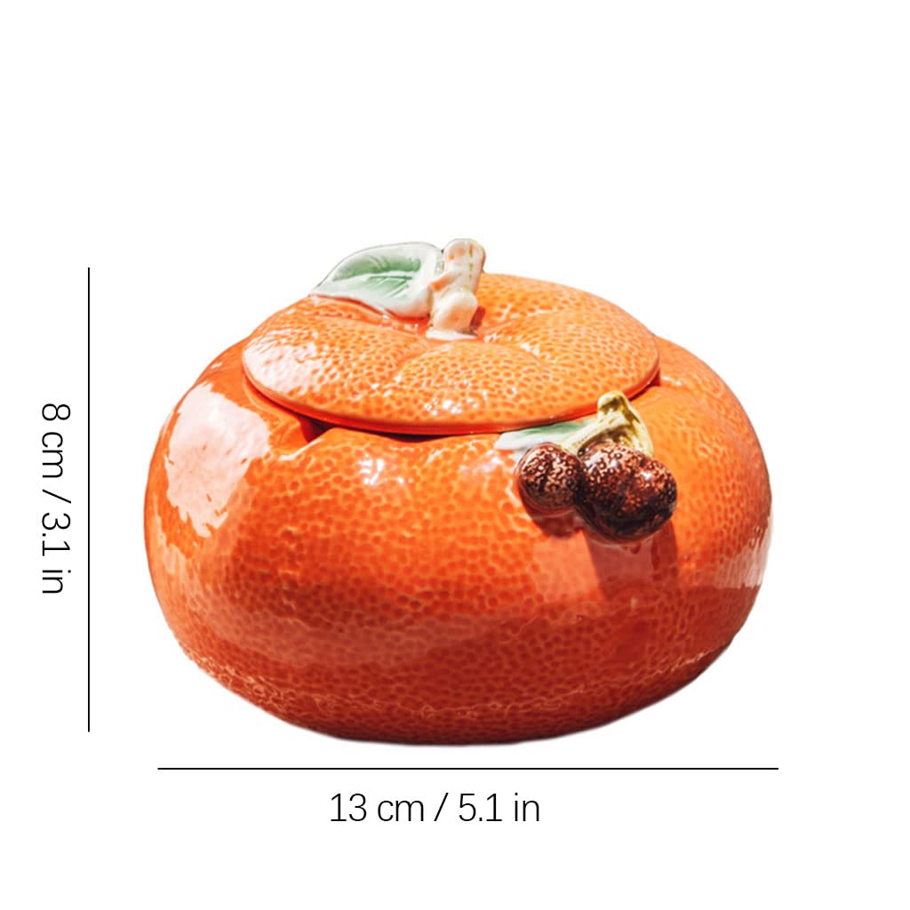KUDLI Elegante Posacenere con Coperchio posacenere per Sigarette a Forma di Arancione in Ceramica posacenere da Tavolo per Fumatori frangivento per Interni Ornamento per Ufficio Facile da Usare