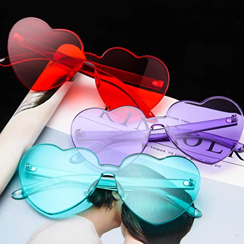 Dollger Heart Shape Sunglasses One Piece Transparent Rimless Candy Color Glasses…4