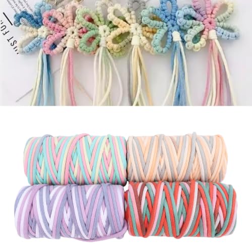 Cordón de algodón trenzado Topiky de 3mm con hilo degradado multicolor para tapices 6