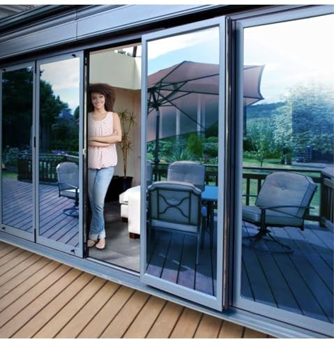 Image of CREON One Way Window Film, Privacy Window, UV Blocking, Non-Adhesive Static Cling Heat Control Reflective Glass Film for Home and Office 20x135 (Inch), LITE- Blue- Film