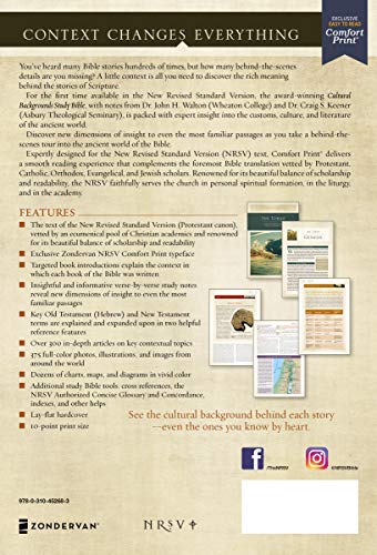 Nrsv, Cultural Backgrounds Study Bible, Hardcover, Comfort Print: Bringing to Life the Ancient World