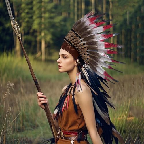 image for Generic Decorative Indian Feather Headdress, 12x25''Chief Style Tribal
