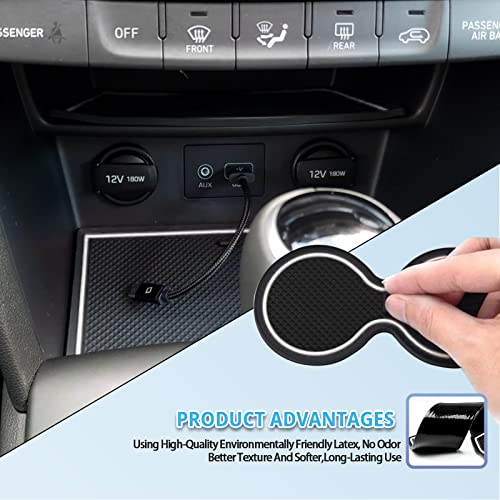 Door Slot Mats For 2022 2023 Hyundai Kona Accessories Non-Slip Dust Rubber Cup Holder Door Mats 18Pcs/Set Car Center Console Liner Mats Compatible With 2022 2023 Hyundai Kona(Se,Sel,N Line,Limited) #TOP6