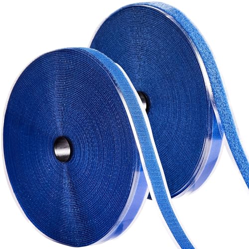 Image of ECOHomes (72 FT x 1 /2 Inch) Strips with Adhesive for Fabric, Blue | No Sew, Stick On for Fabric, Sticky Back for Clothes, Curtains, Heavy Duty, Double Sided Hook and Loop Hem Tape Fasteners