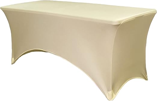 YOUR CHAIR COVERS Rectangular Spandex Table Covers 6ft Fitted Tablecloth Wedding Event Patio Decorations Elastic Fabric Stretch Tables Cover for 6 ft Folding Table (Champagne)