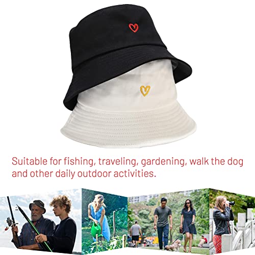 Image of Cotton Bucket Hat for Women Men Summer Travel Sun Beach Bucket Cap, Unisex Outdoor Fisherman Hat