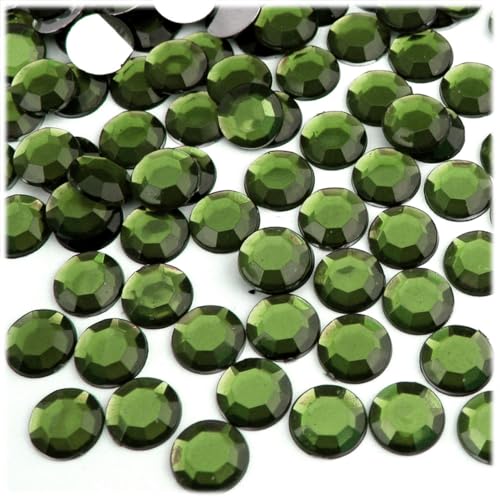 The Crafts Outlet 144pc Rhinestones Round 10mm - Flatback Olive Green